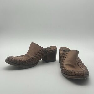 Freebird by Steven Sofia Brown Woven Leather Huarache Mule Clogs Womens Size 8
